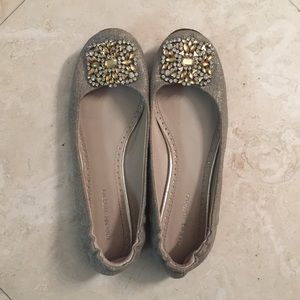 Tan Adrienne Vittadini Flats with Rhinestones